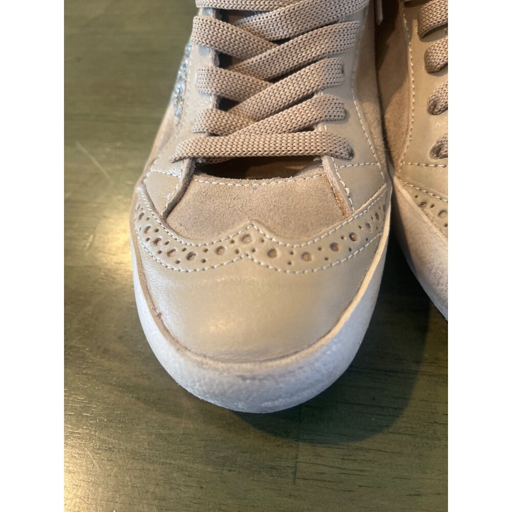 Golden Goose Mid Star Beige Glitter Sneakers Womens Suede & Leather NWOT - Picture 9 of 16